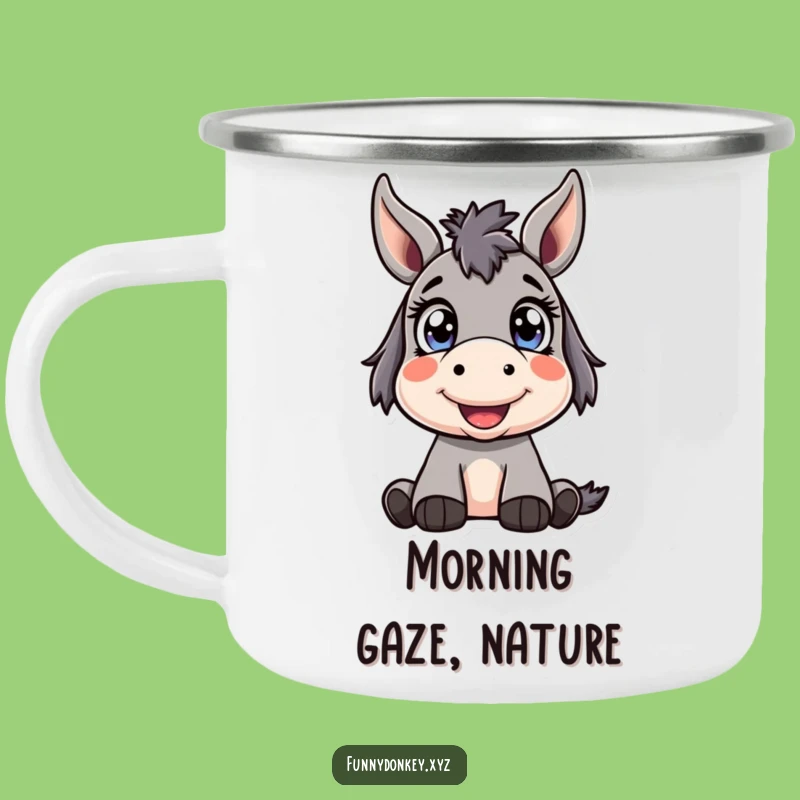 Funny Kawaii Donkey Camping Mug: Wide-Eyed Wonder Outdoors