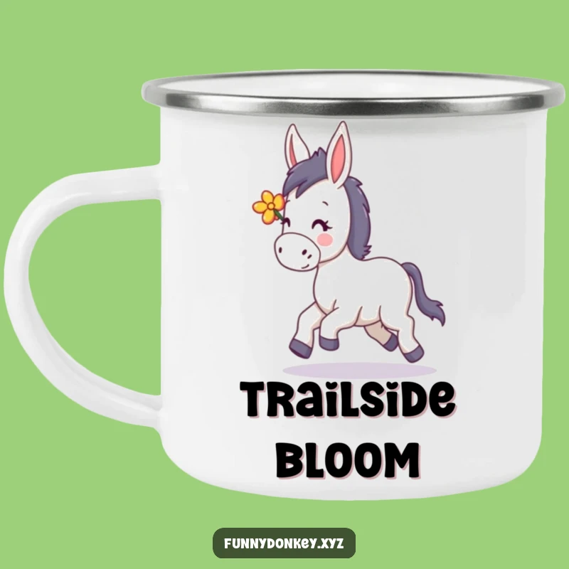 Funny Kawaii Donkey Trotting Camping Mug: Adventure with a Floral Touch of Joy