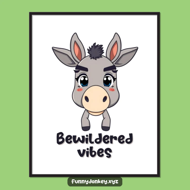 Funny Bewildered Donkey Digital Art: Exaggerated Eyebrows, Instant Humorous Decor