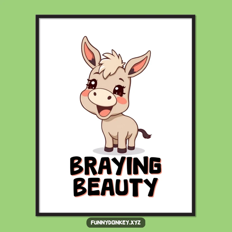 Funny Kawaii Donkey Braying Digital Print: Instant Humor with a Mischievous Grin