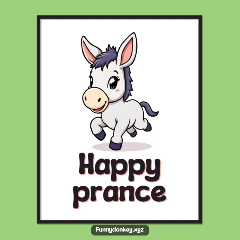 Funny Kawaii Donkey Digital Art: Delightful Prance, Amazing Funny Gift