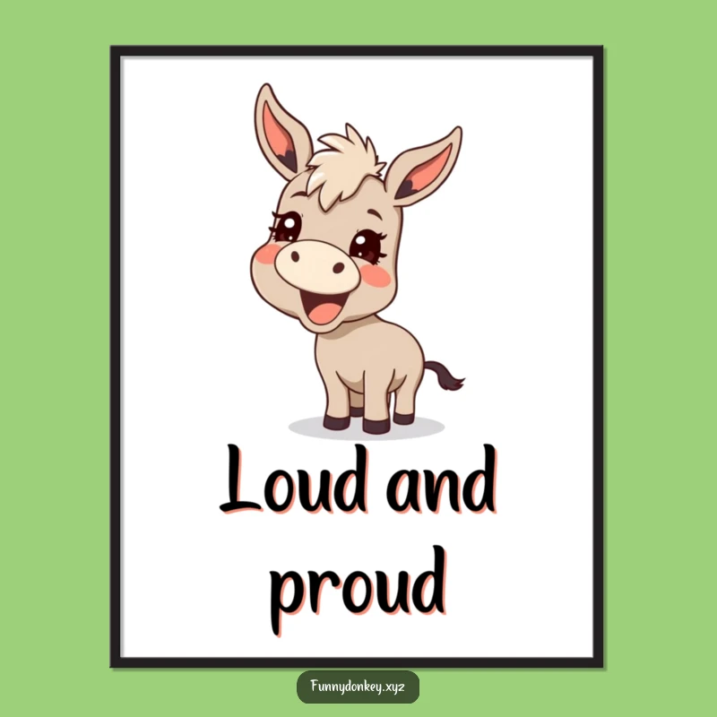 Funny Kawaii Donkey Braying Poster: Hilarious Wall Art for Donkey Enthusiasts