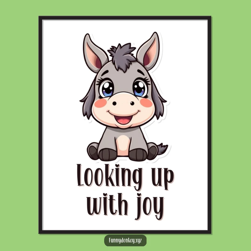 Funny Kawaii Donkey Poster: Wide-Eyed Wonder Art for Walls