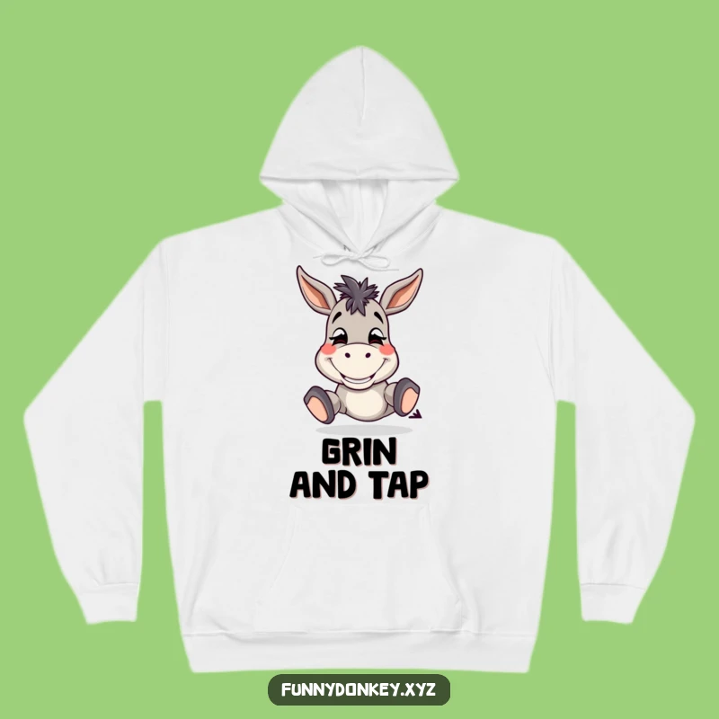 Cozy Funny Donkey Grin Hoodie: Silly Tap Design, Ideal Funny Gift