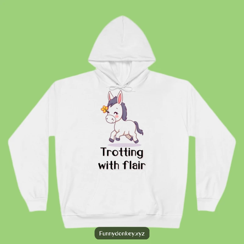 Funny Kawaii Donkey Trotting Hoodie: Cozy Comfort with a Floral Touch