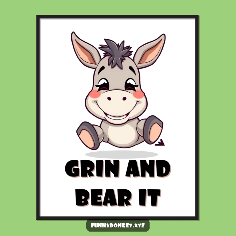 Free Printable Wall Art: Goofy Grinning Donkey Tapping Hooves for Fun