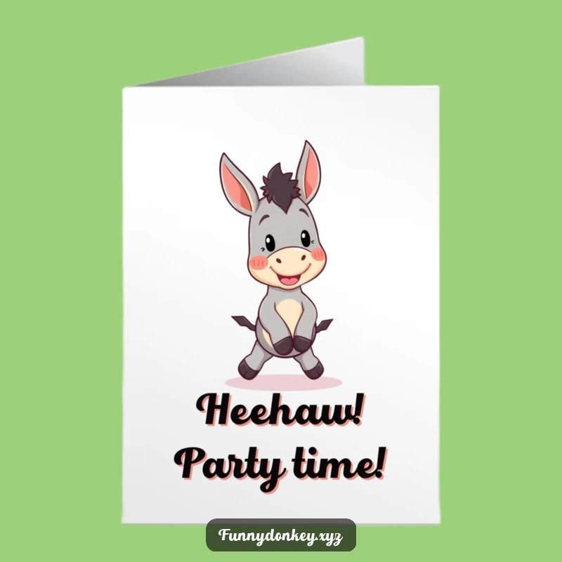 Free Printable Birthday Card: Kawaii Donkey Hopping with Joy for a Hilarious Celebration