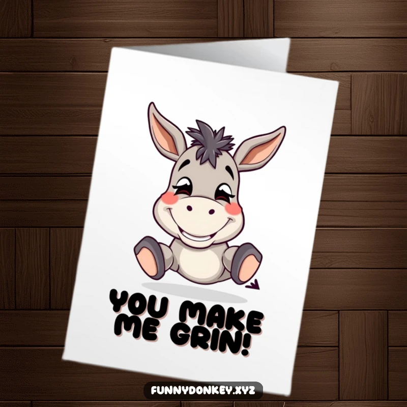 Funny Free Printable Congrats Card: Donkey grinning widely and tapping hooves in celebration.