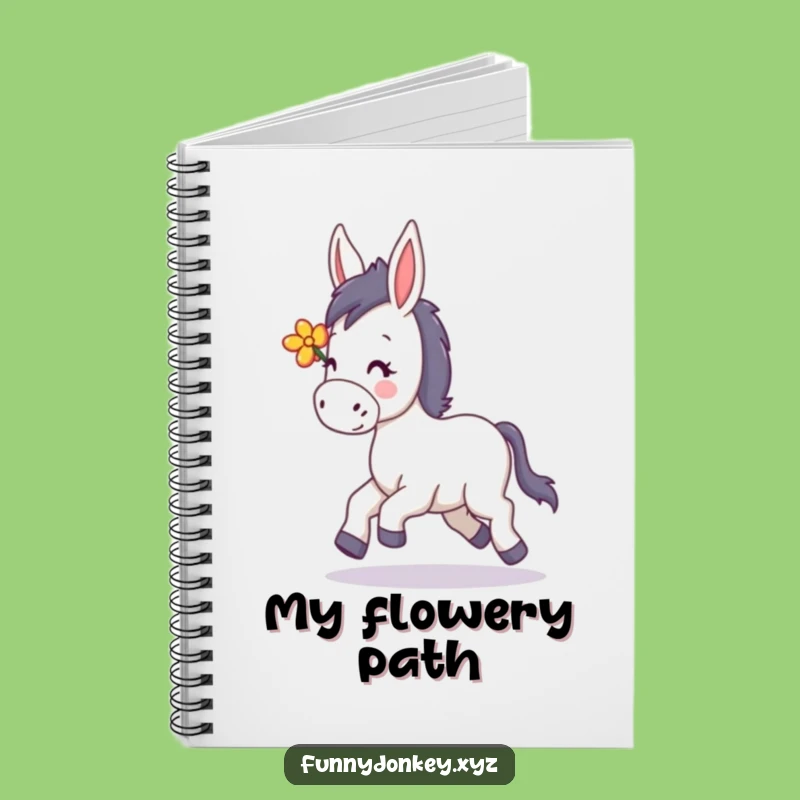 Funny Kawaii Donkey Trotting Notebook: Jot Down Happy Thoughts with Floral Charm