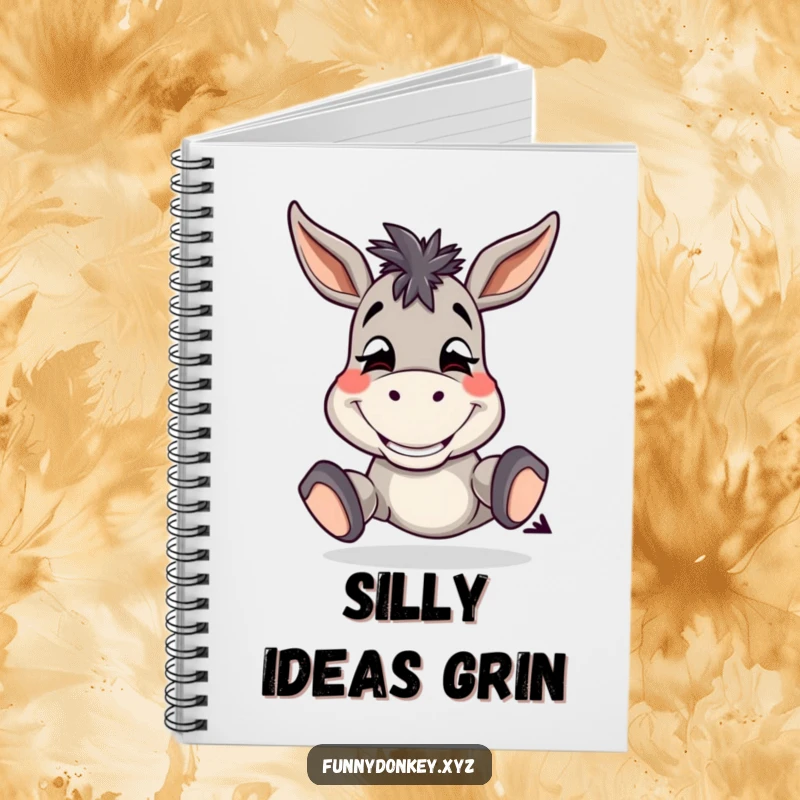 Funny Donkey Notebook with a silly donkey with a wide grin, tapping its hooves, great for notes.