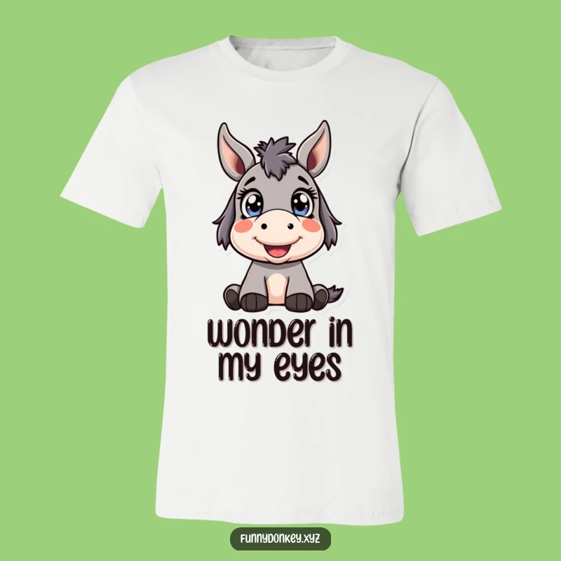 Funny Kawaii Donkey T-Shirt: Wide-Eyed Wonder and Joyful Charm