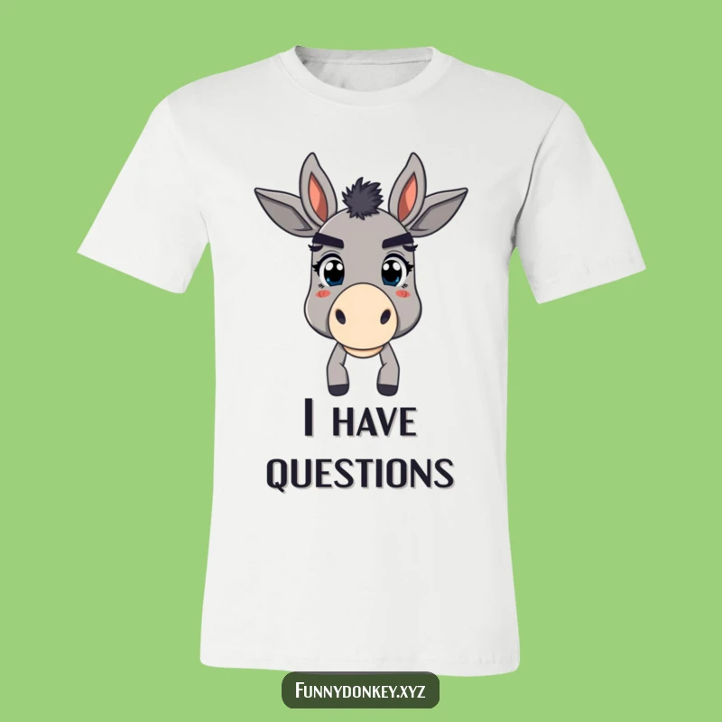 Funny Bewildered Donkey T-Shirt: Exaggerated Eyebrows, Hilarious Graphic Tee Gift