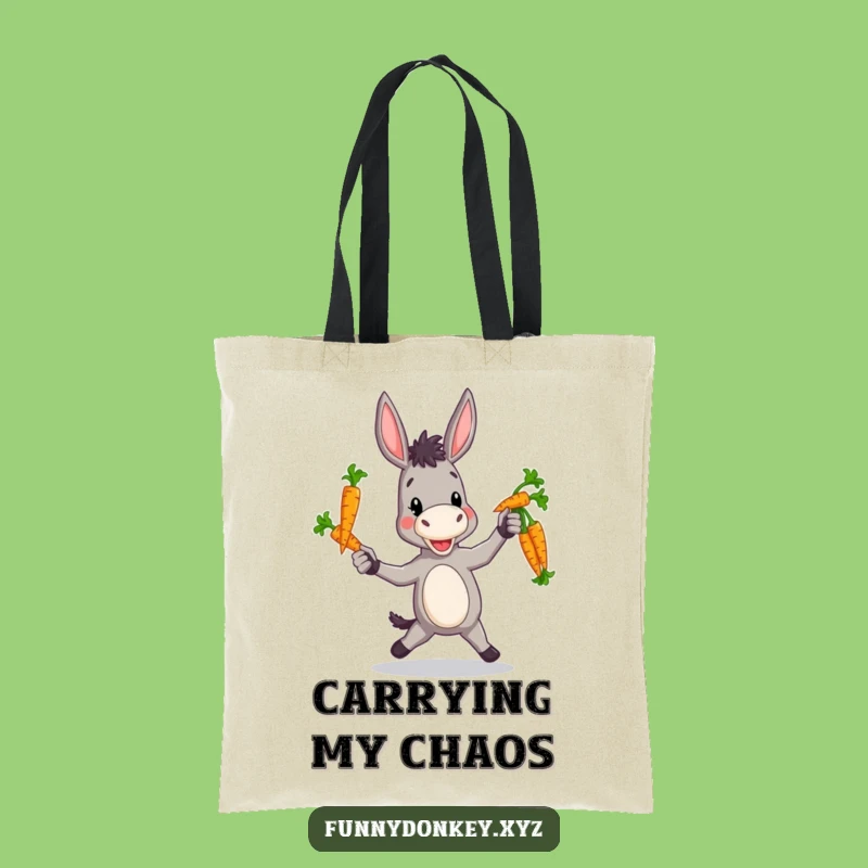 Funny Clumsy Donkey Tote Bag: Juggling Carrots, Charming & Practical Carryall