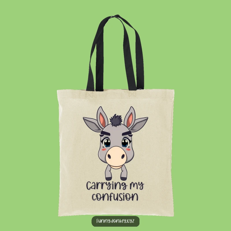 Funny Bewildered Donkey Tote Bag: Exaggerated Eyebrows, Spacious & Humorous Carryall